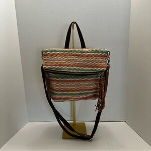 Patricia Nash Luzille Convertible Crossbody Backpack – Zig Zag Woven Design